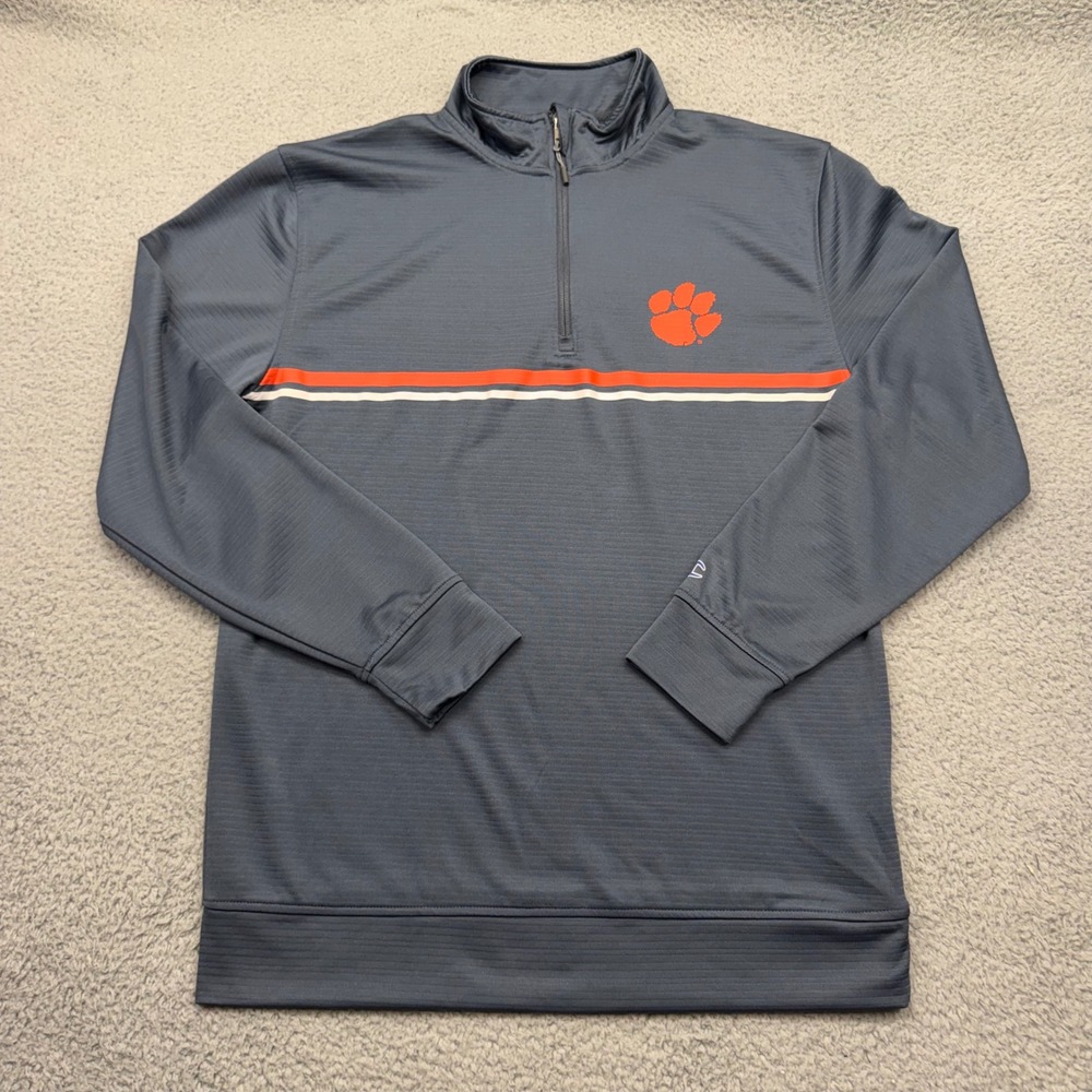 Champion BGXBD Mens Medium Clemson Tigers Striped 1/4 Zip Pullover CBM5G87MAR22